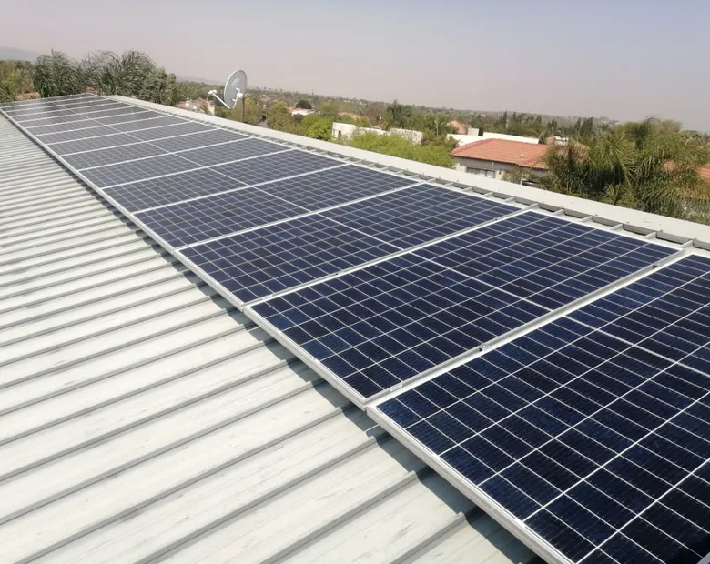 Rooftop solar array overlooking Silver Lakes, Gauteng